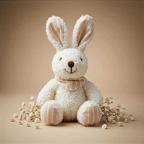 Enfeite Para Pendurar de Páscoa - Coelho com Lenço - Bege - 15x7cm - 1 unidade - Rizzo