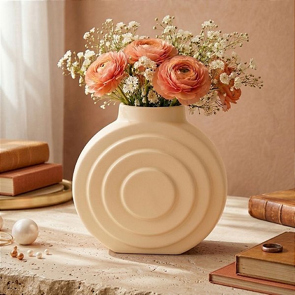 Vaso Decorativo - Orbe - Bege - 15cm - 1 unidade - Rizzo