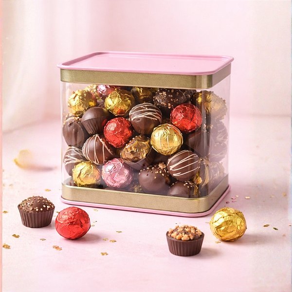 Lata Quadrada Transparente Rosa - 8cm - 6 unidades - ArteGift - Rizzo