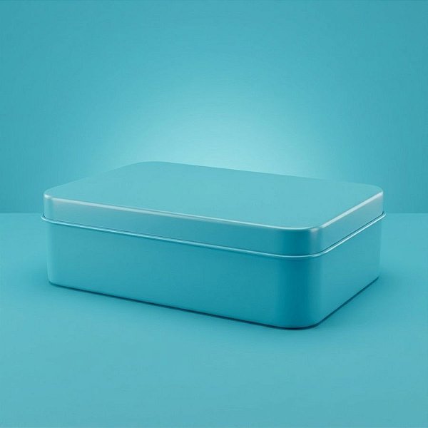 Lata de Metal Retangular - Azul - 14x10x4,5cm  - 1 unidade - Rizzo