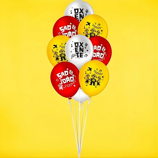 Balão de Festa Decorado 9" 23cm Redondo -  Cordel de São João - 25 unidades - Regina - Rizzo