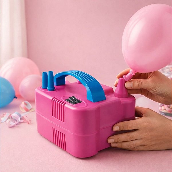 Inflador de Balões Elétrico - Rosa - 110V - 1 unidade - Rizzo