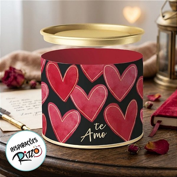 Lata para Bombons Composê - Lover - Preta - 11x9,1cm - 1 unidade - Cromus - Rizzo