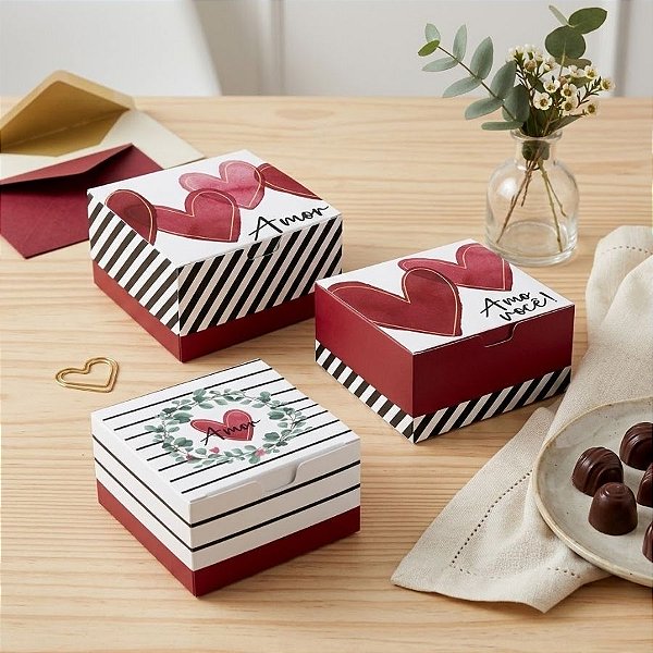Caixa Divertida para 6 Brigadeiros - Lover - Sortido - 12x8x3,5cm - 10 unidades - Cromus - Rizzo