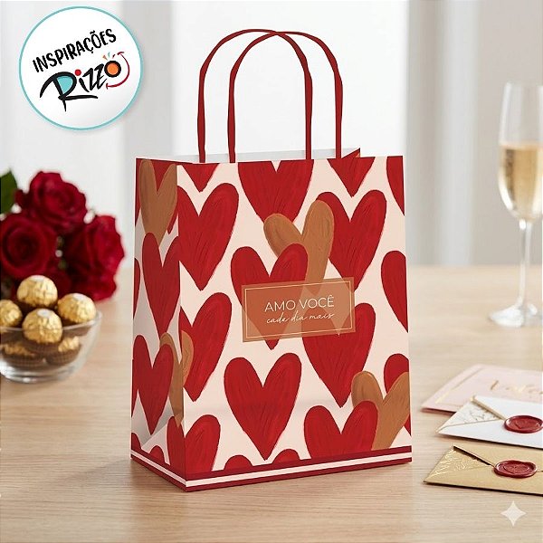 Sacola Para Presentes - Season Love - 26x19,5x9,5cm - 10 unidades - Cromus - Rizzo