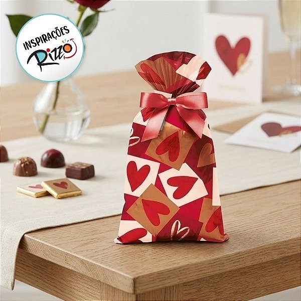 Saco para Presente Perolado - Season Love - 35x54cm - 50 unidades - Cromus - Rizzo