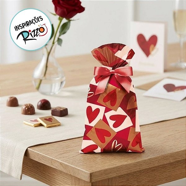 Saco para Presente Perolado - Season Love - 30x44cm - 50 unidades - Cromus - Rizzo