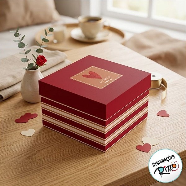 Caixa Quadrada com Tampa - Season Love - 20x20x10cm - 1 unidade - Cromus - Rizzo