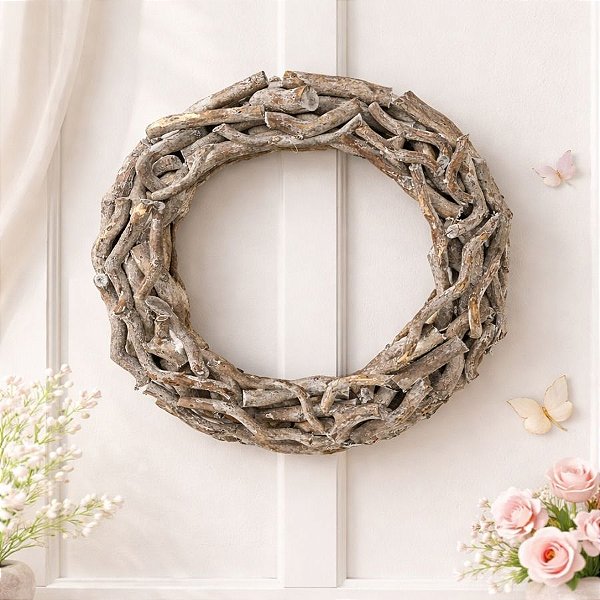 Enfeite Decorativo de Madeira - Guirlanda Rústica - 30cm - 1 unidade - Rizzo