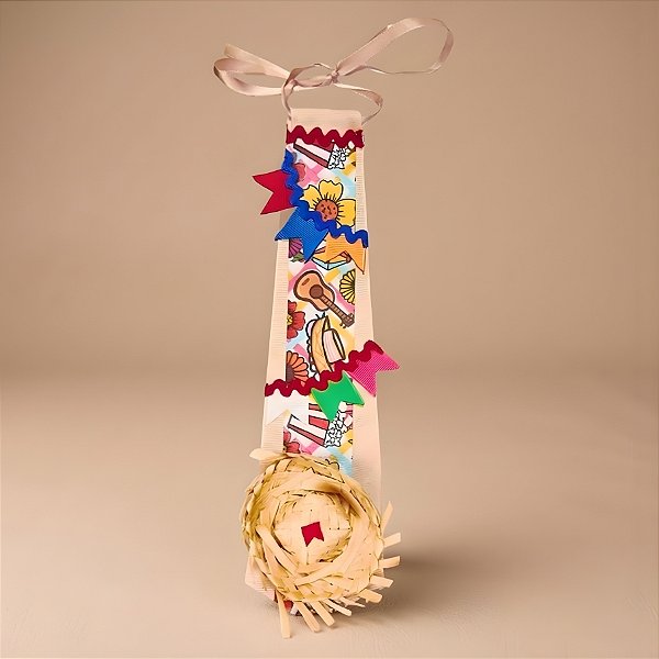 Gravata de Festa Junina - Bege Claro - Estampa Sortida  - 7,5x28cm - 1 unidade - Rizzo