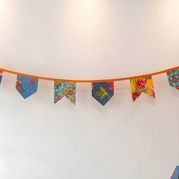 Varal De Bandeirinhas Festa Junina Chita - Cordão Laranja - 10 Bandeiras - 270cm - 1 unidade - Rizzo