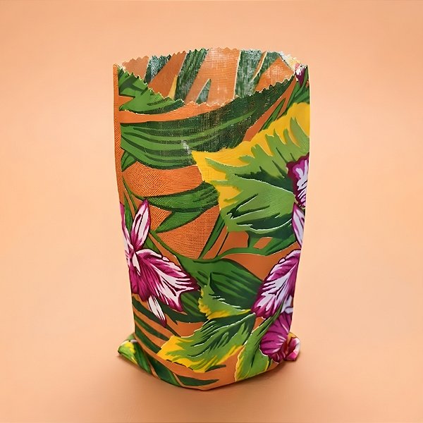 Saquinho para Pipoca e Hot Dog Chita - Laranja, Verde e Rosa - 14x22cm - 5 unidades - Rizzo