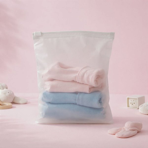 Saco Trilho Zip Transparente Fosco com Furo - Trilho Branco - 14x18cm - 50 unidades - Rizzo