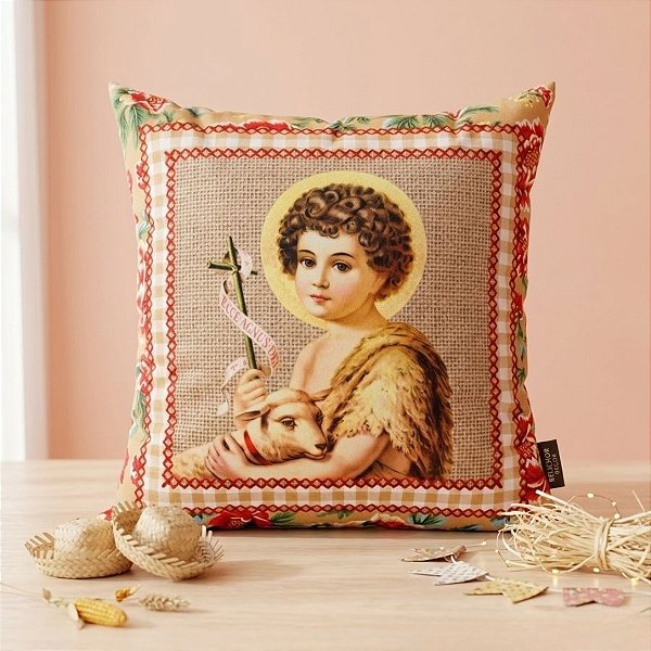 Capa Para Almofada De Festa Junina - São João - Flores Vermelhas - 43cm - 1 unidade - Rizzo