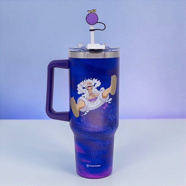 Caneca Térmica com Canudo - Luffy Gear 5 - One Piece - 1,15l - 1 unidade - Zonacriativa - Rizzo
