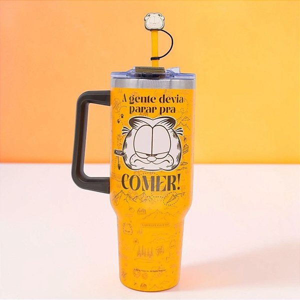 Caneca Térmica com Canudo - Garfield - 1,15l - 1 unidade - Zonacriativa - Rizzo