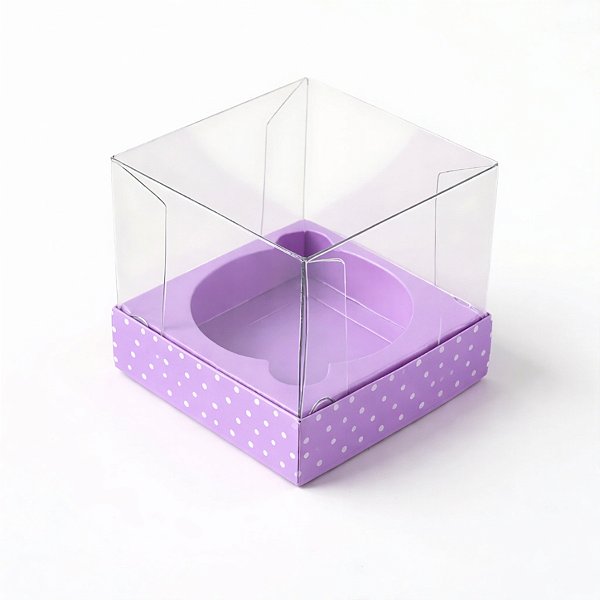 Caixa Mini Bolo M (7x7x7cm) Lilás Poá - 10 unidades - Assk - Rizzo
