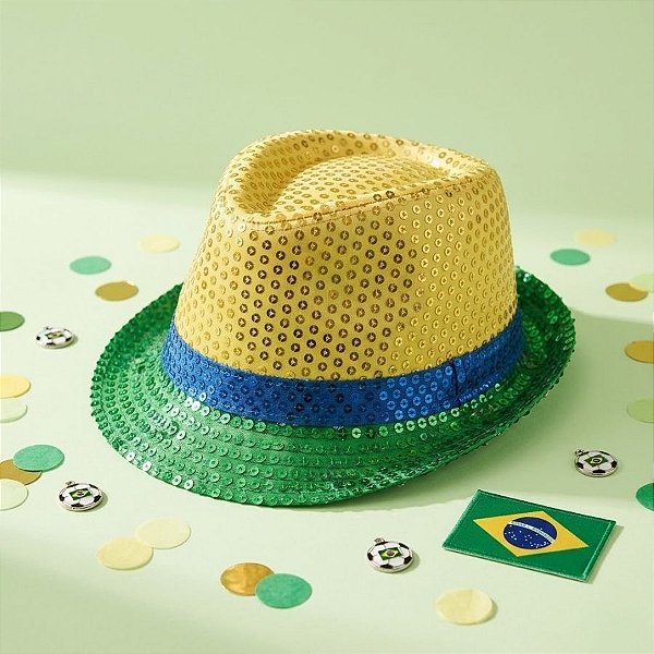 Chapéu Copa Do Mundo Com Paetê - Brasil Modelo 3 - 1 unidade - Rizzo