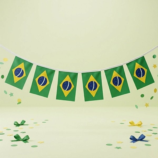 Varal Decorativo - Bandeira do Brasil - Tecido - 5m - 1 unidade - Rizzo