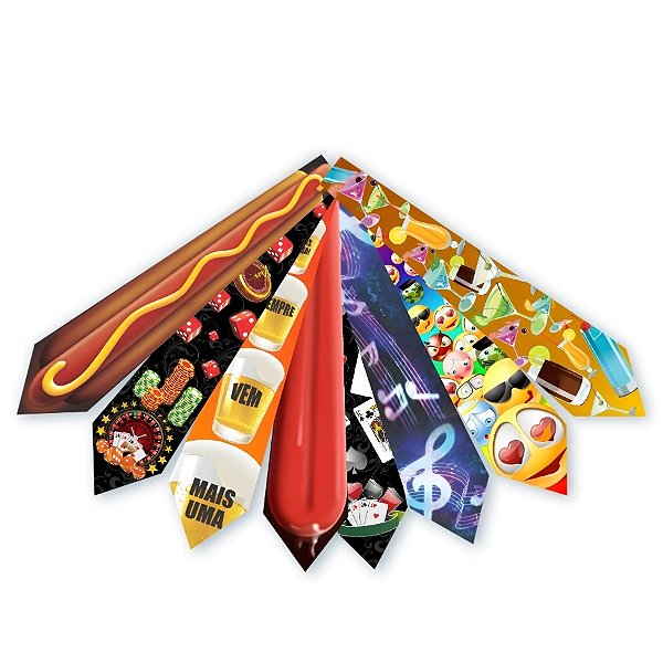 Gravata Divertida Sortida - 8x36,5cm - 10 unidades - Festa Maluca - Rizzo