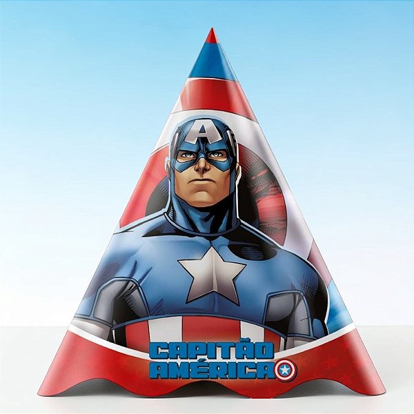 Chapéu de Aniversário - Capitão América - Disney Original - 8 unidades - Regina - Rizzo