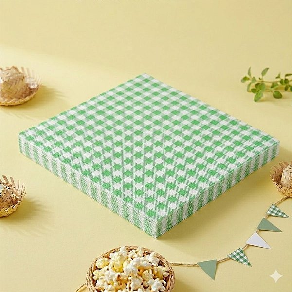 Guardanapo de Papel Xadrez - Verde - Festa Junina - 25cm - 20 unidades - Rizzo