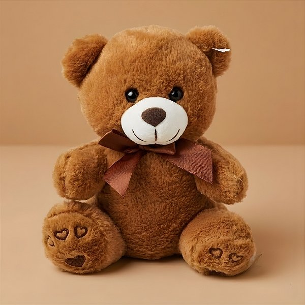 Urso de Pelúcia com Laço - Marrom - 17x21x12cm - 1 unidade - Rizzo