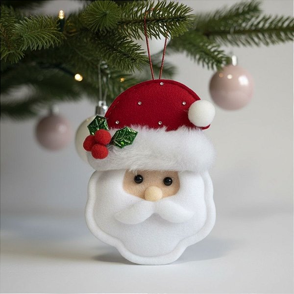 Enfeite Para Pendurar De Natal - Papai Noel - Vermelho com Brilho - 10cm - 2 unidades - Rizzo