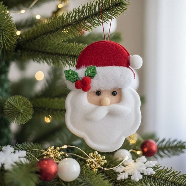 Enfeite Para Pendurar De Natal - Papai Noel - Vermelho Liso - 10cm - 2 unidades - Rizzo