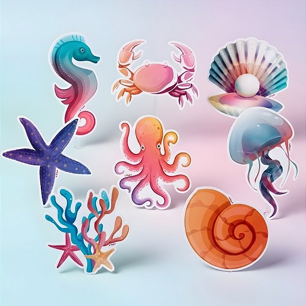 Pick Decorativo Para Doces - Fundo do Mar - 5x12cm - 8 unidades - Regina - Rizzo