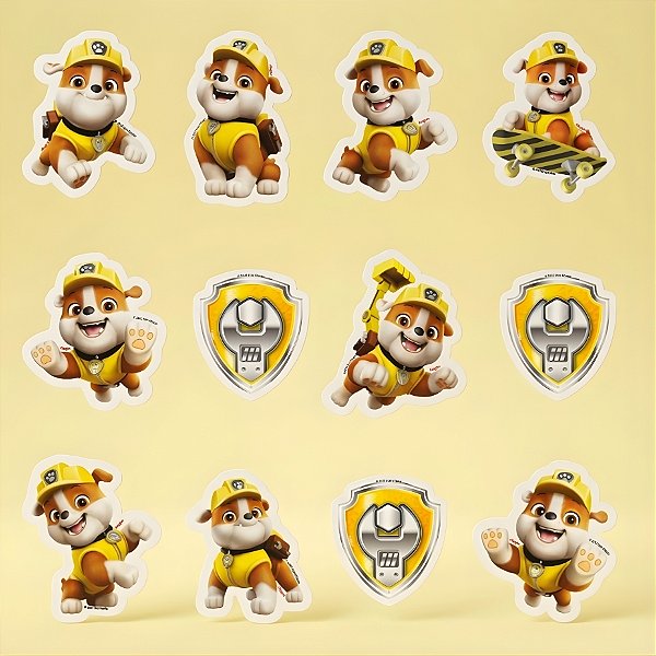 Mini Personagens Decorativos - Rubble - Patrulha Canina - 6x8cm - 12 unidades - Regina - Rizzo