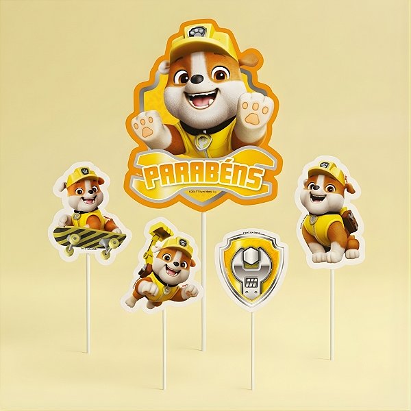 Topo de Bolo - Rubble - Patrulha Canina - 5 unidades - Regina - Rizzo