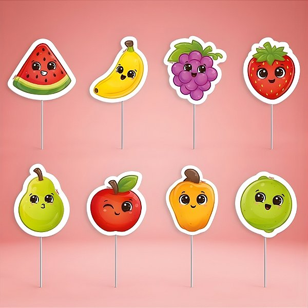 Pick Decorativo Para Doces - Frutinhas - 5x12cm - 8 unidades - Regina - Rizzo