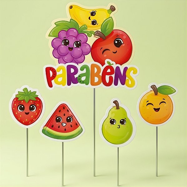 Topo de Bolo - Frutinhas - 5 unidades - Regina - Rizzo