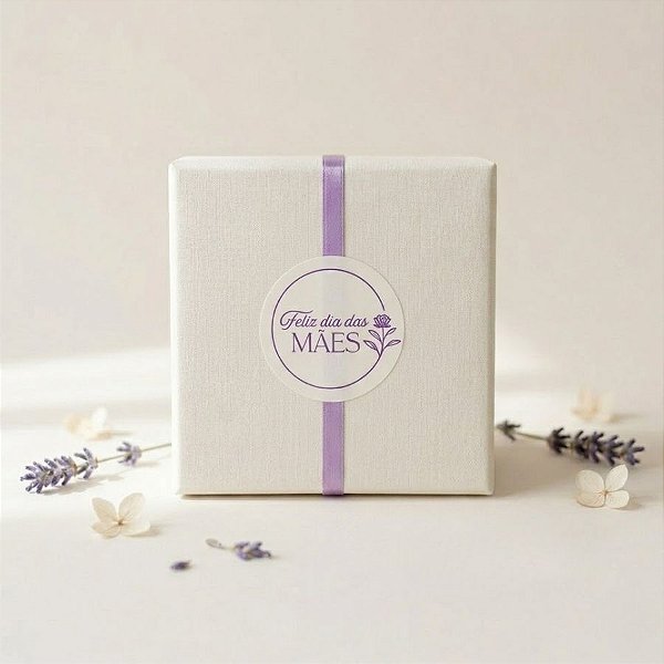 Adesivo Redondo Transparente Feliz Dia Das Mães -  Ref.2520 -  Hot Stamping - 4cm - 20 unidades - Stickr - Rizzo