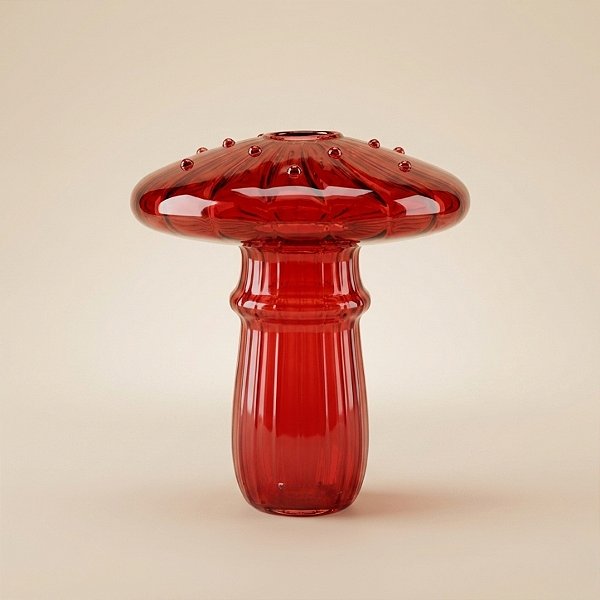 Vaso Decorativo de Vidro - Cogumelo - Vermelho - 11x8,5x8,5cm - 1 unidade - Rizzo - Rizzo