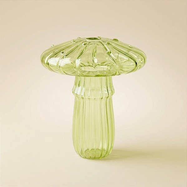Vaso Decorativo de Vidro - Cogumelo - Verde - 11x8,5x8,5cm - 1 unidade - Rizzo - Rizzo