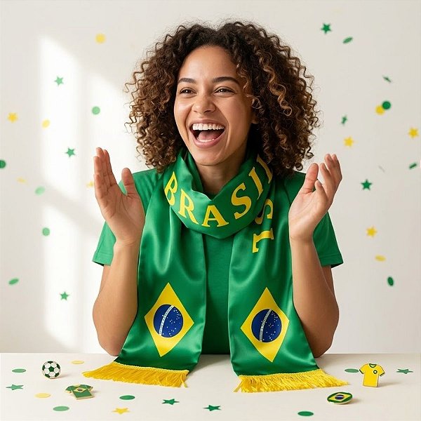 Faixa Decorativa de Tecido - Brasil - Copa do Mundo - 1,30m - 1 unidade - Rizzo