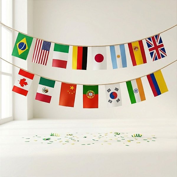 Varal Bandeira de Países - Copa do Mundo - 5,5m - 1 unidade - Rizzo