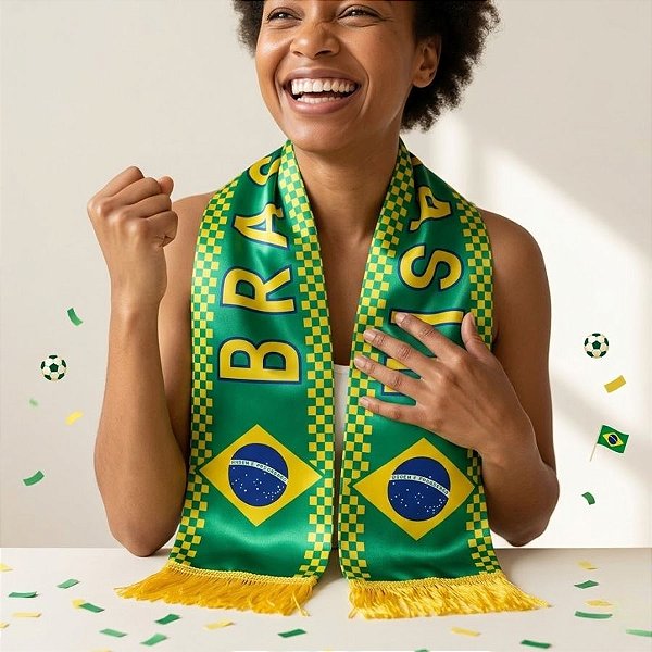 Faixa Decorativa de Tecido - Brasil Xadrez - Copa do Mundo - 1,30m - 1 unidade - Rizzo