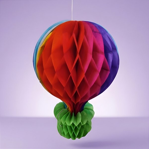 Enfeite Decorativo de Papel Seda - Balão Colmeia com Base - 30x20cm - 1 unidade - Rizzo