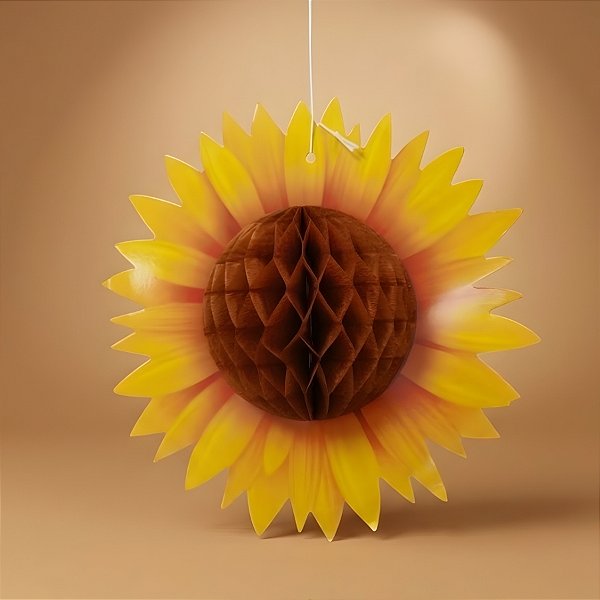 Enfeite Decorativo de Papel Seda - Girassol - 26x26cm - 1 unidade - Rizzo