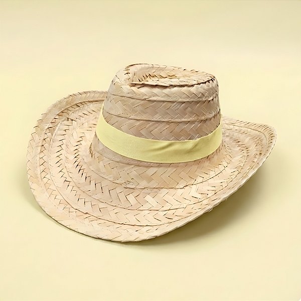 Chapéu de Palha Adulto - Fita Amarelo - 36x35x12cm - 1 unidade - Rizzo