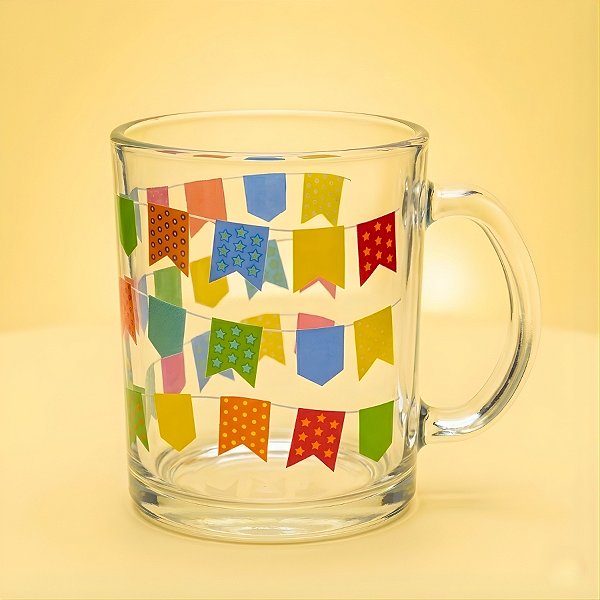 Caneca de Vidro - Bandeirolas - Festa Junina -  320ml - 1 unidade - Rizzo