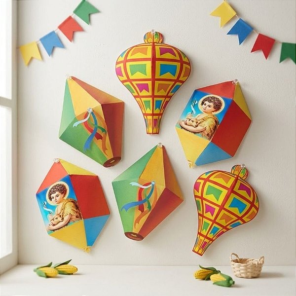 Enfeite Decorativo de Festa Junina - Balões - 22cm - 6 unidades - Festa Maluca - Rizzo