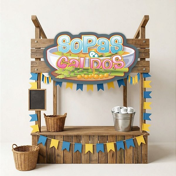 Placa De Sinalização em Papel para Festa Junina -  Sopas e Caldos - 50cm - 1 unidade - Festa Maluca - Rizzo