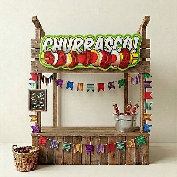 Placa De Sinalização em Papel para Festa Junina -  Churrasco - 50cm - 1 unidade - Festa Maluca - Rizzo