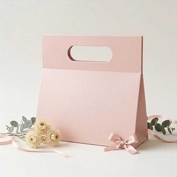 Caixa de Papel Rígido com Alça  - Rosa - 25x11x23,5cm - 1 unidade - Rizzo