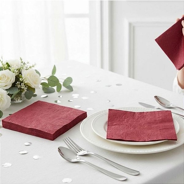 Guardanapo de Papel - Vermelho - 33cm - 12 Pacotes  - 240 unidades - Silver Festas - Rizzo