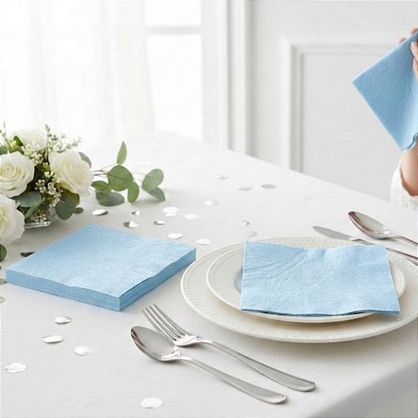 Guardanapo de Papel - Azul Bebê - 33cm - 12 Pacotes - 240 unidades - Silver Festas - Rizzo